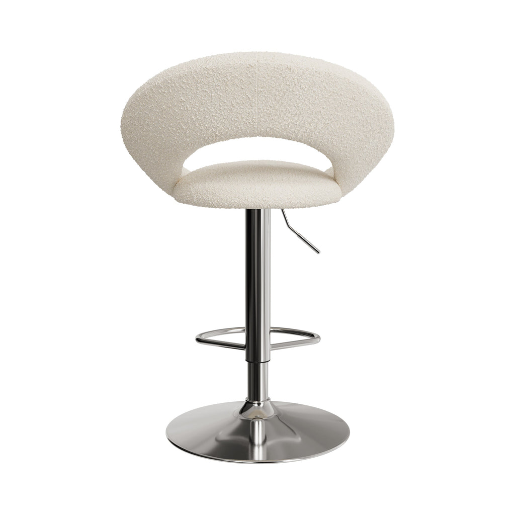 chaise reglable cloclo de bar tissu creme boucle