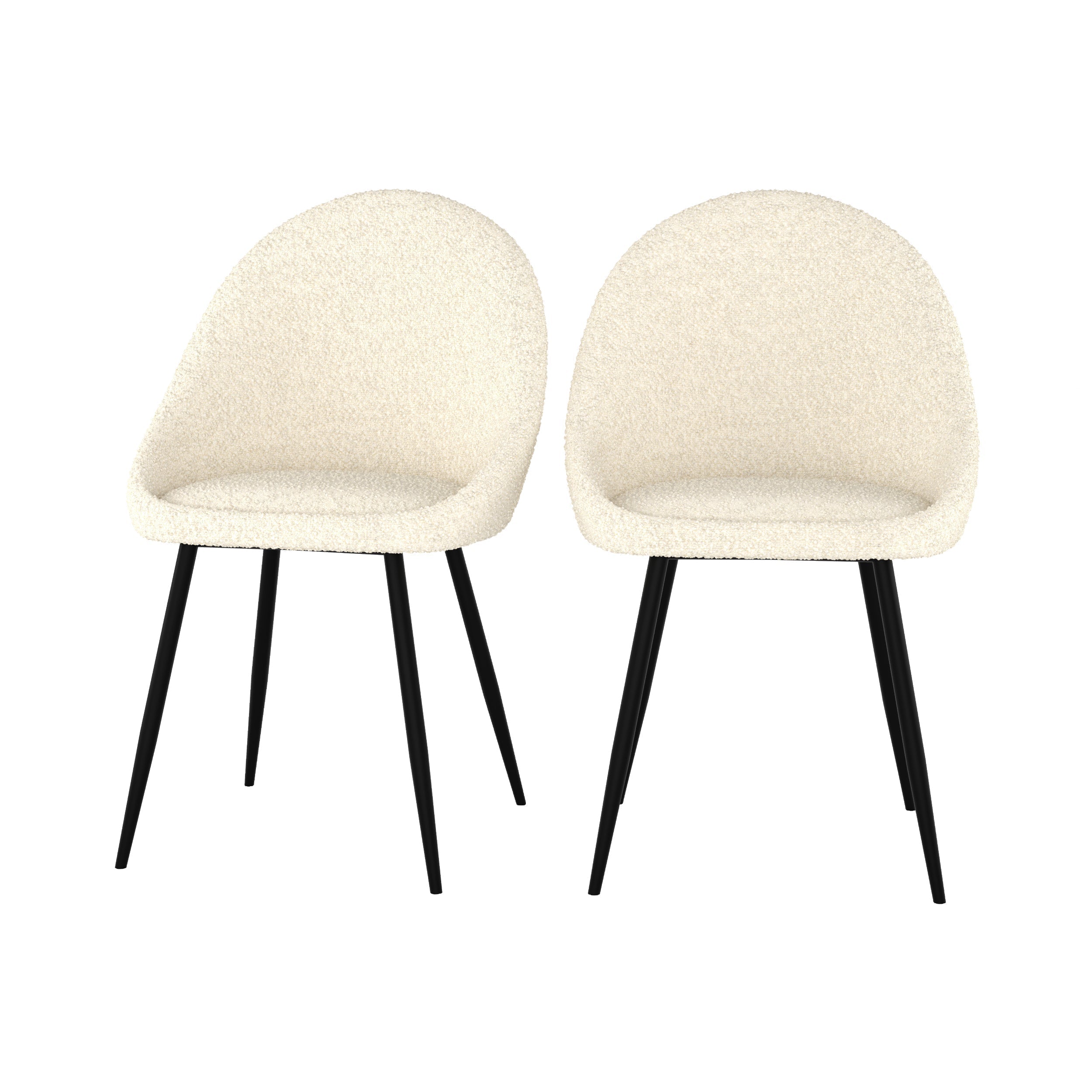 chaise rona tissu boucle blanc casse lot 2
