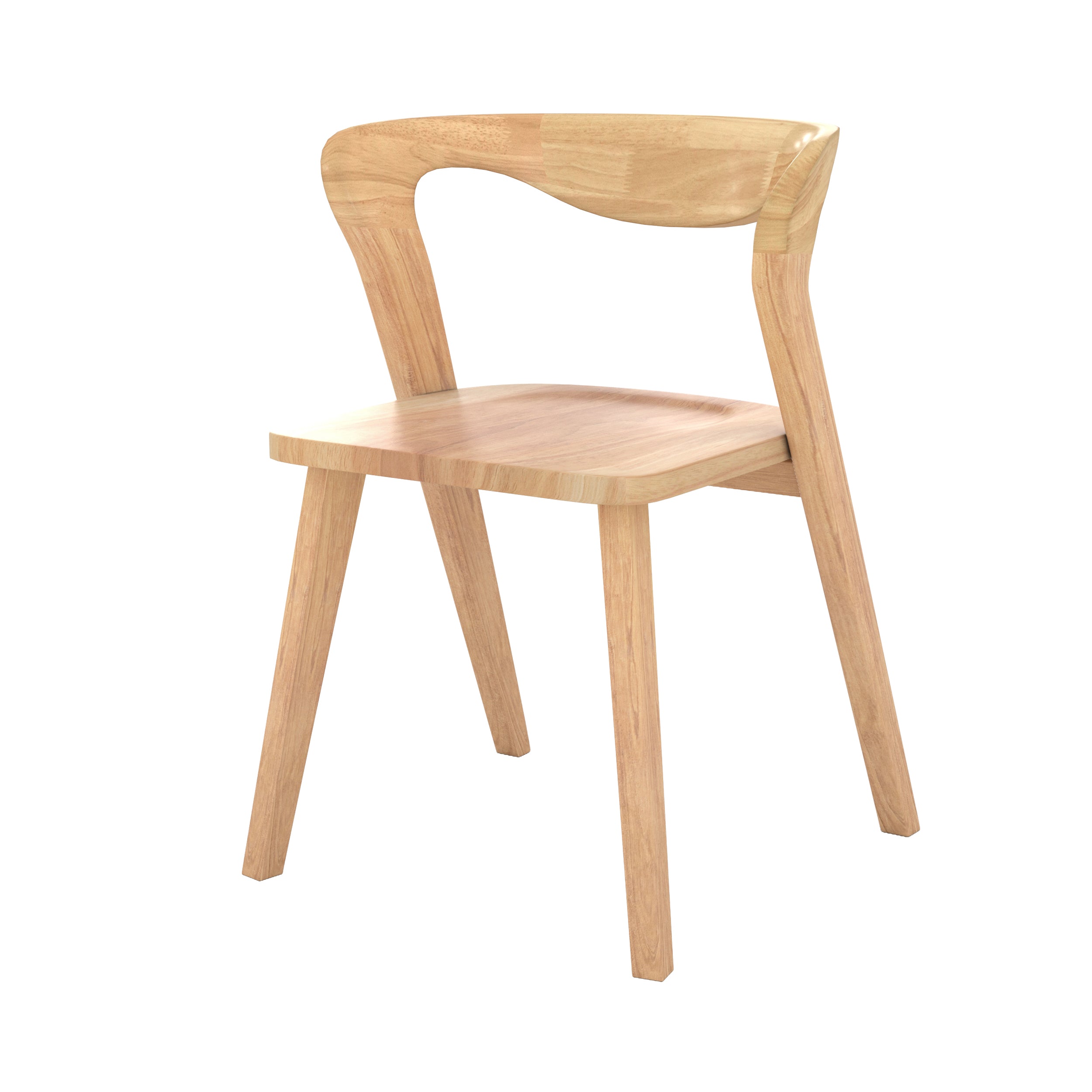 chaise vega en bois d hevea clair dossier asymetrique fond blanc