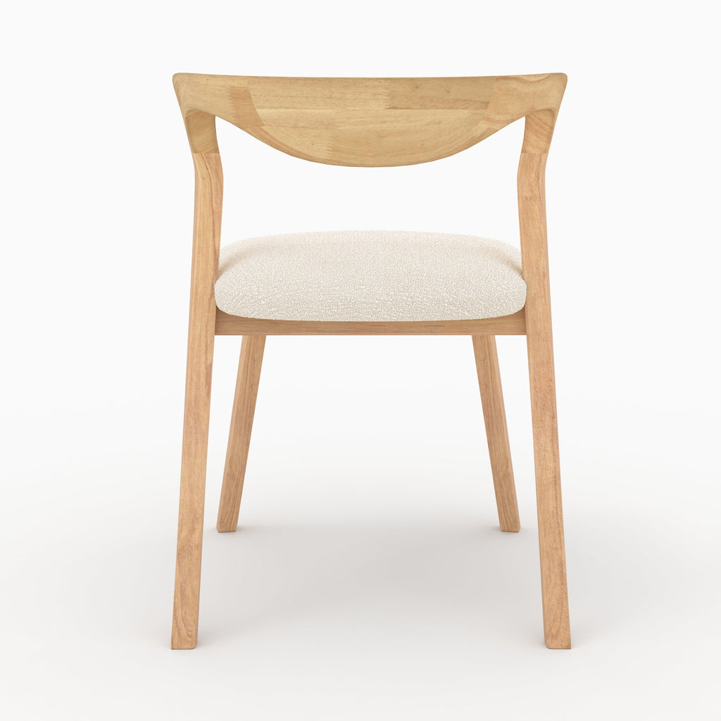 chaise vega en bois d hevea clair tissu boucle creme