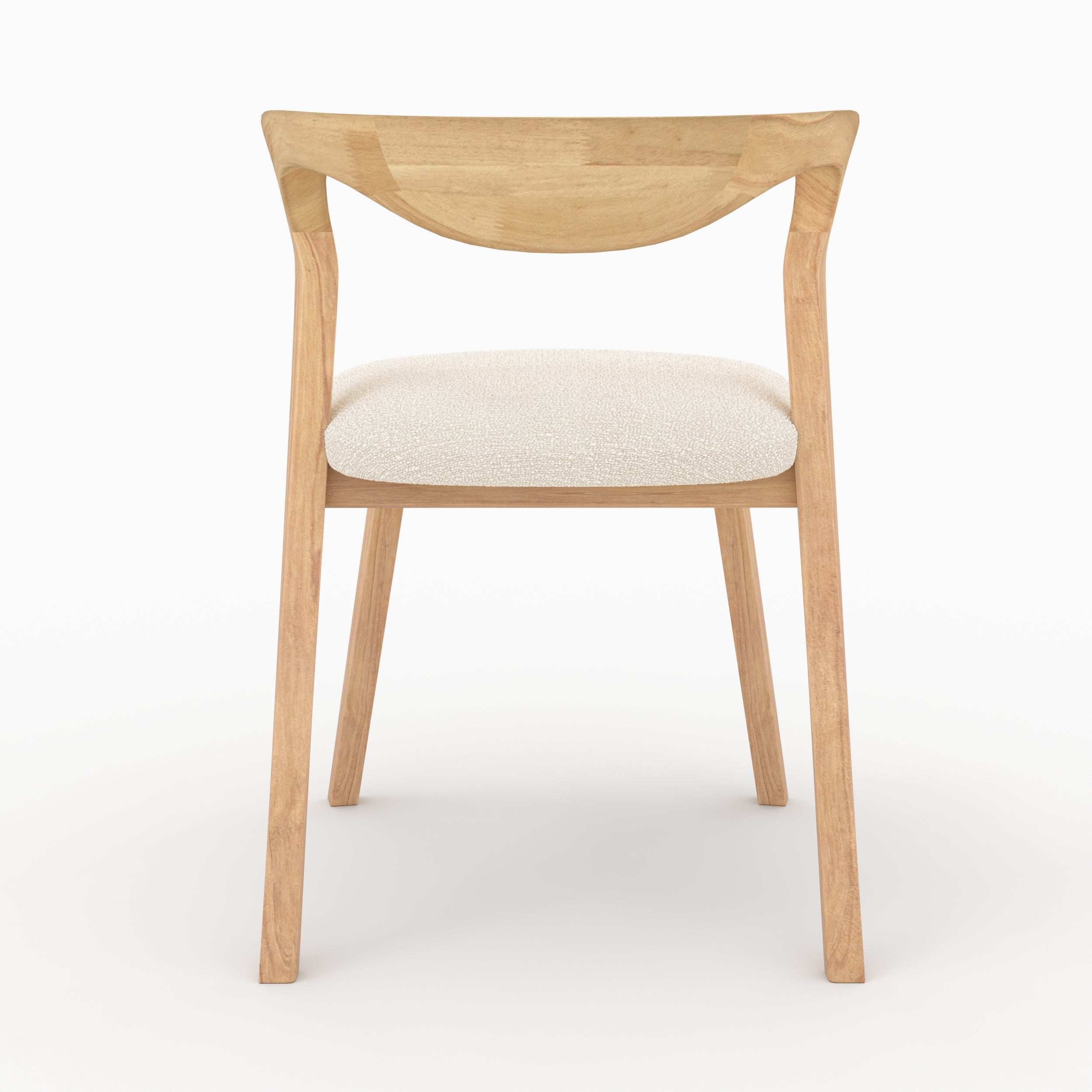 chaise vega en bois d hevea clair tissu boucle creme