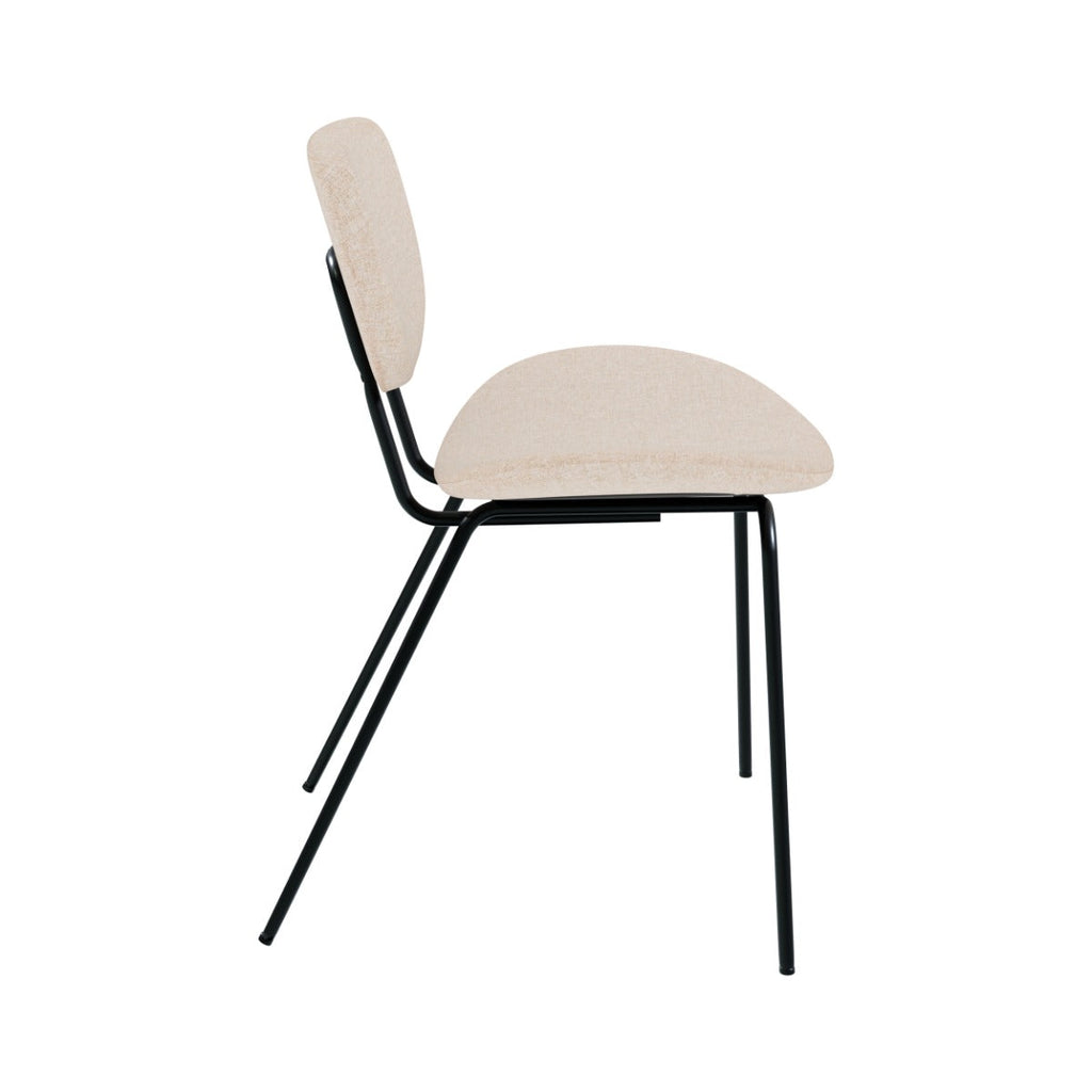 chaise verger en tissu beige et pieds en m_tal noir