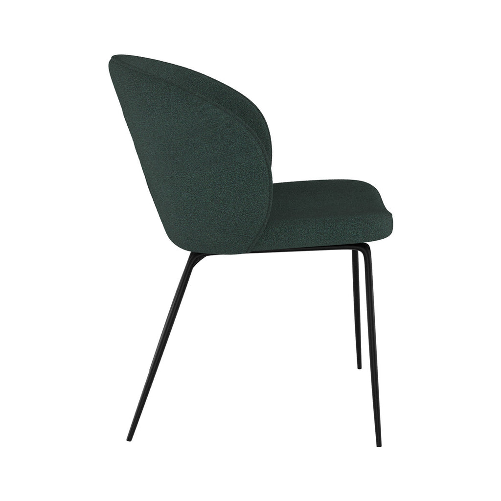 chaise verte pieds metal noir tissu bouclette groom