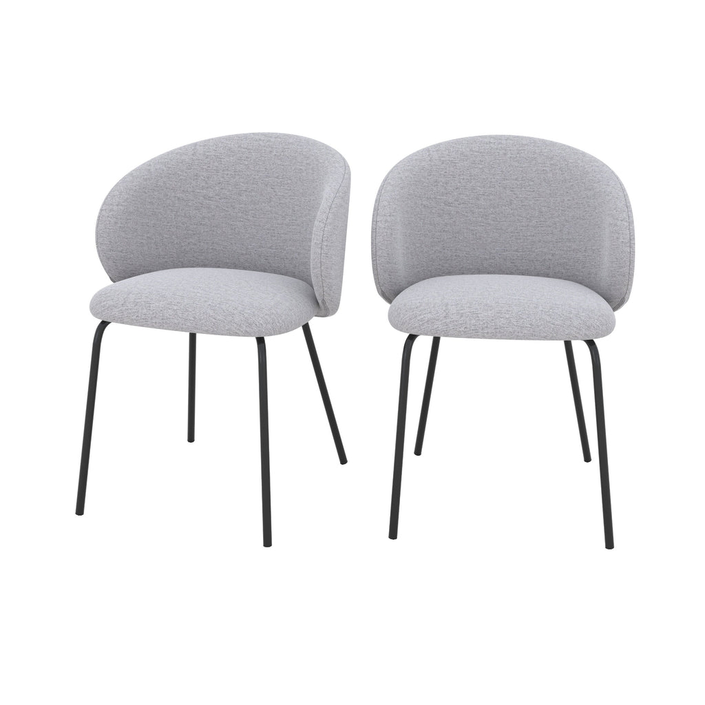 chaise victoria en tissu gris clair lot de 2 fond blanc