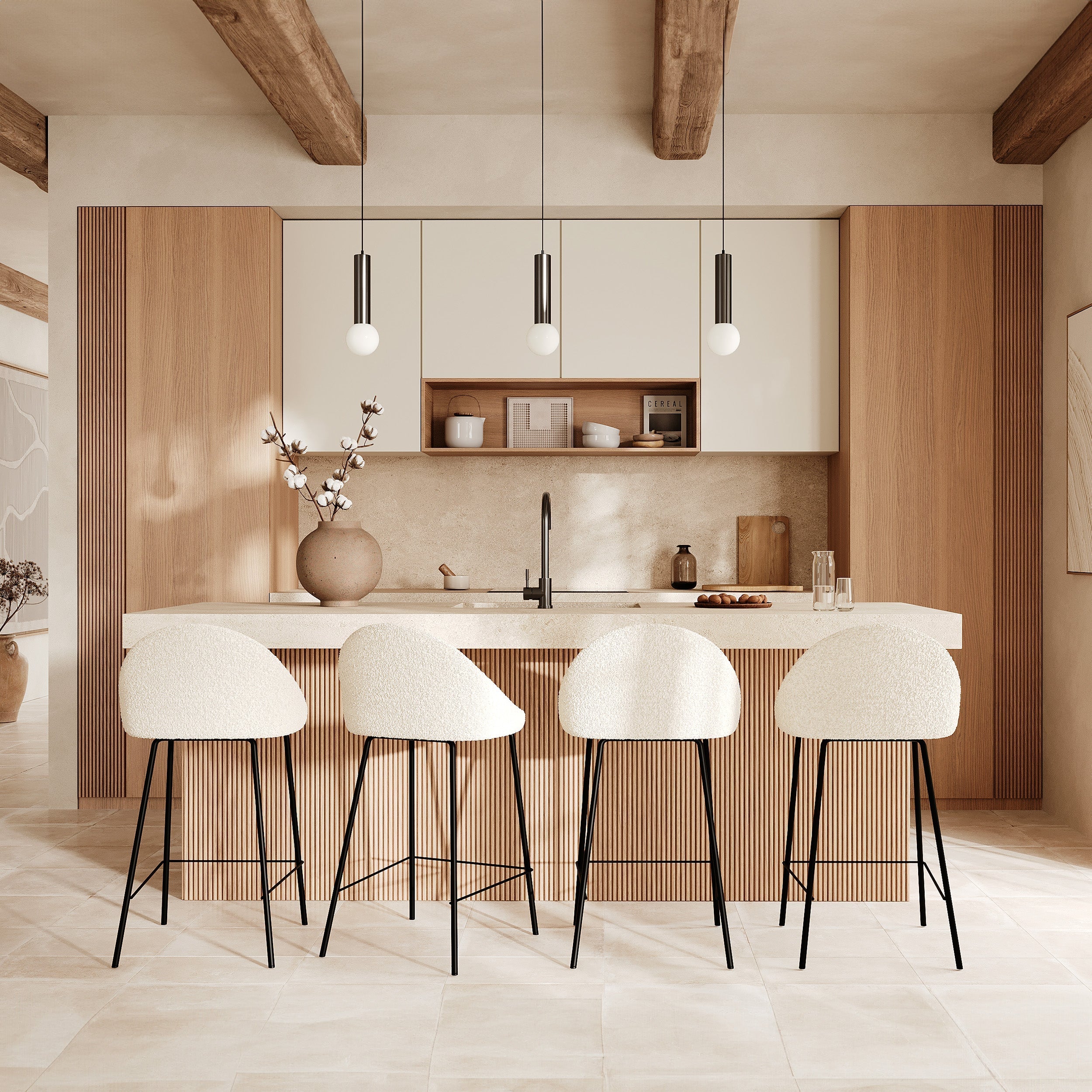 Tabouret De Bar Misty - Laine Blanche