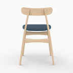 chaises josette tissu bleu bois clair lot 2
