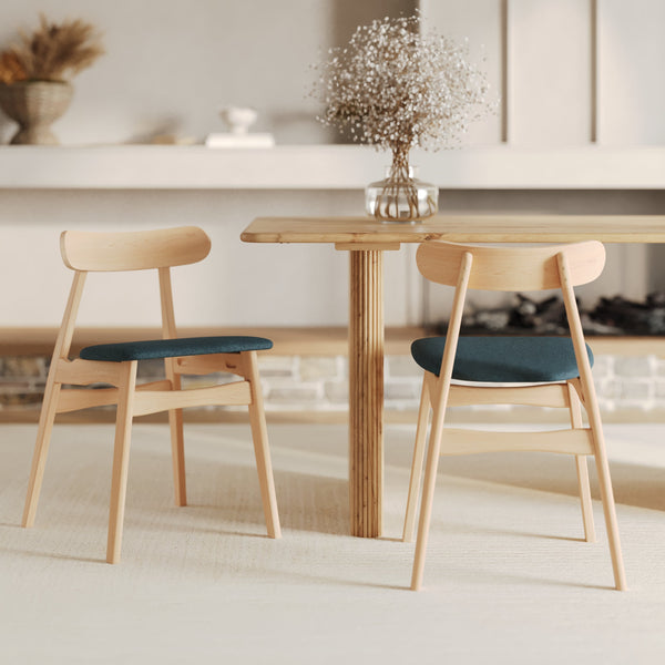 chaises lisette lot de 2 bois et tissu bleu