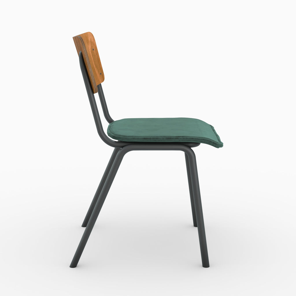 chaises nico ecolier velours vert metal bois fonce lot 2