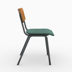 chaises nico ecolier velours vert metal bois fonce lot 2