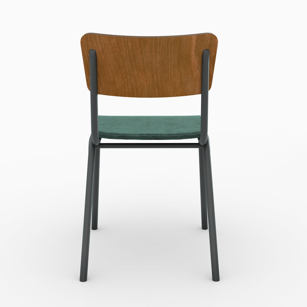 chaises velours vert nico ecolier bois fonce metal lot 2