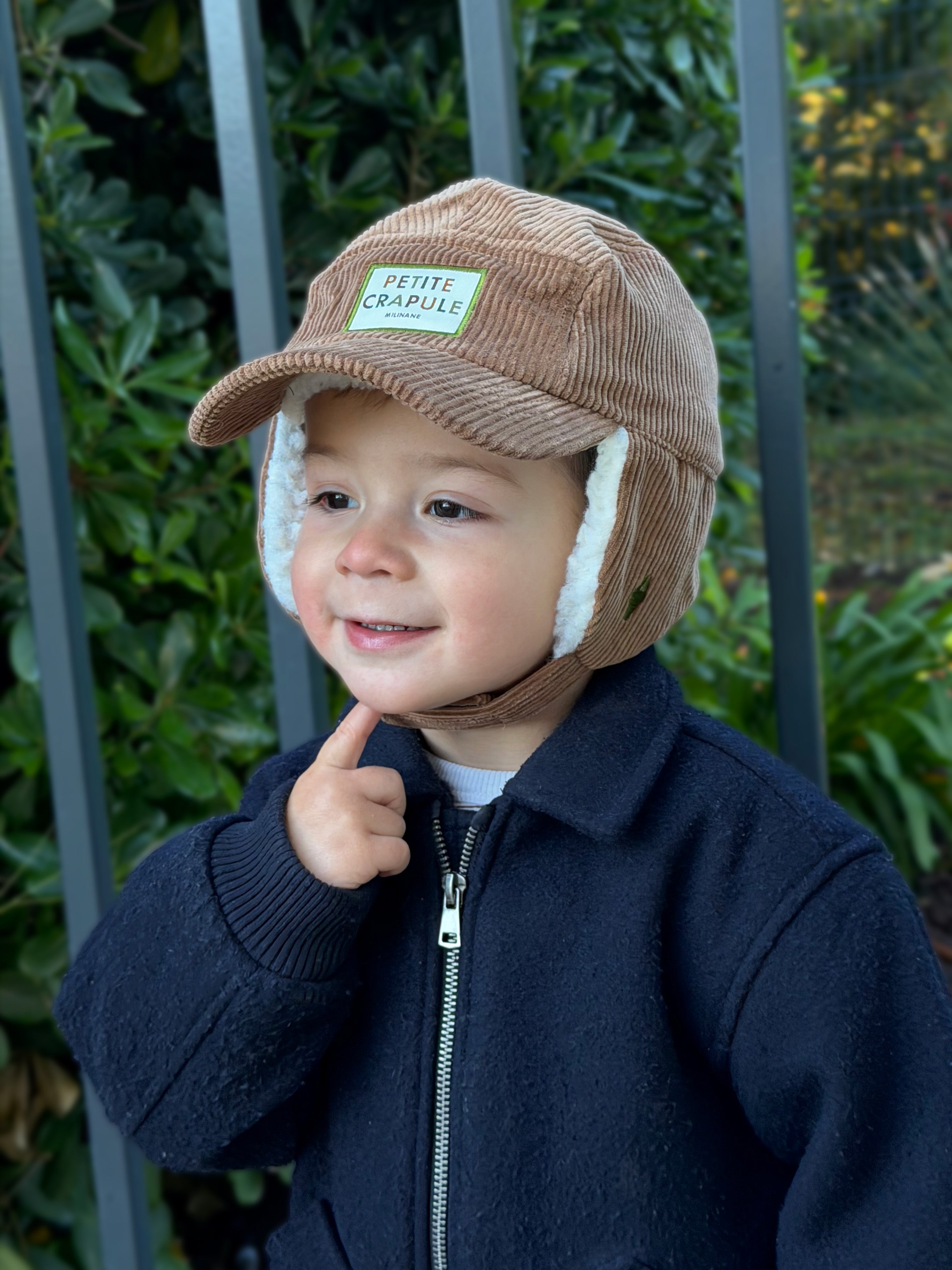 chapka-erika-enfant-bebe-marron-petite-crapule-velours-sherpa-doux-chaud-hiver-porte-milinane
