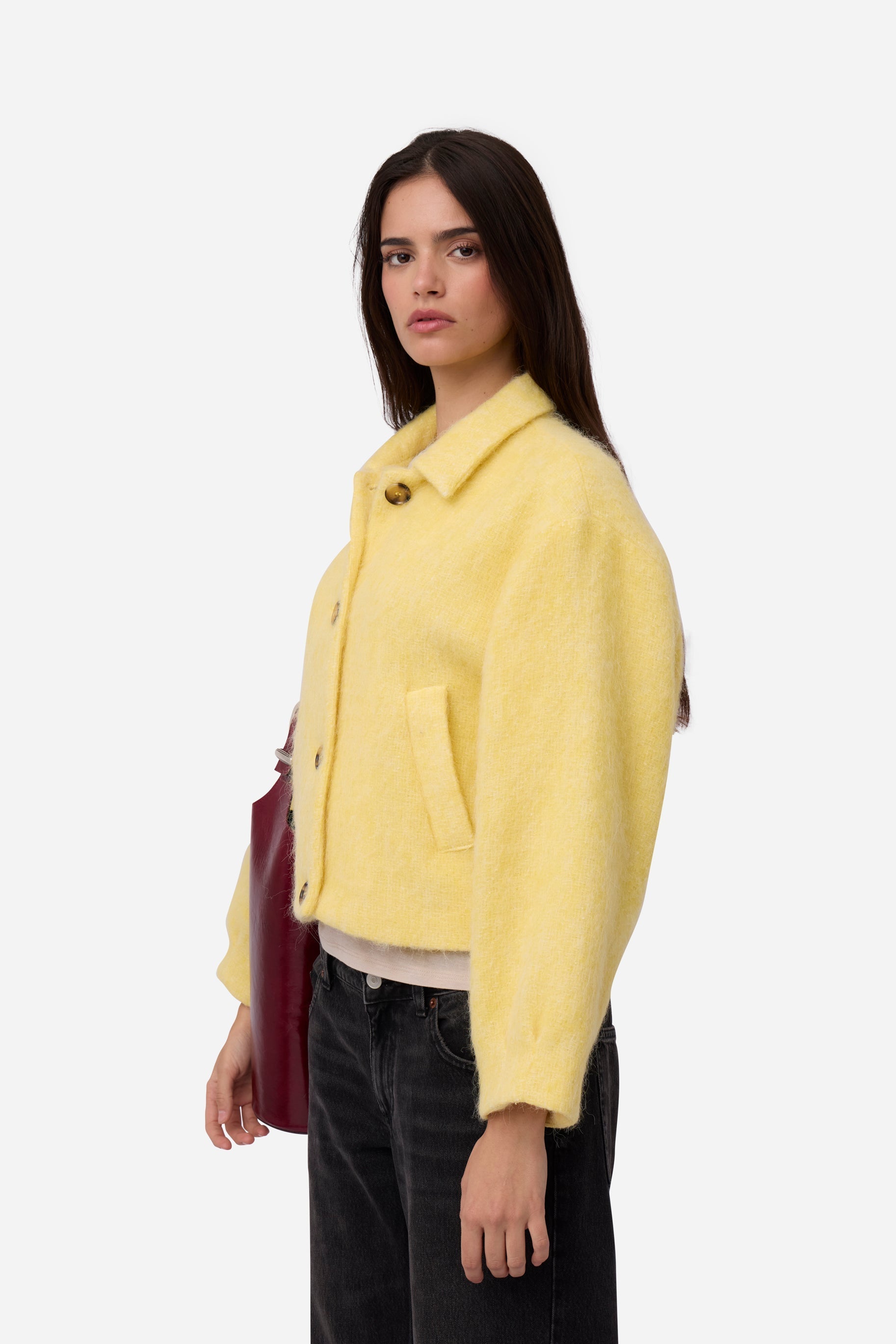 Veste En Alpaga Jaune