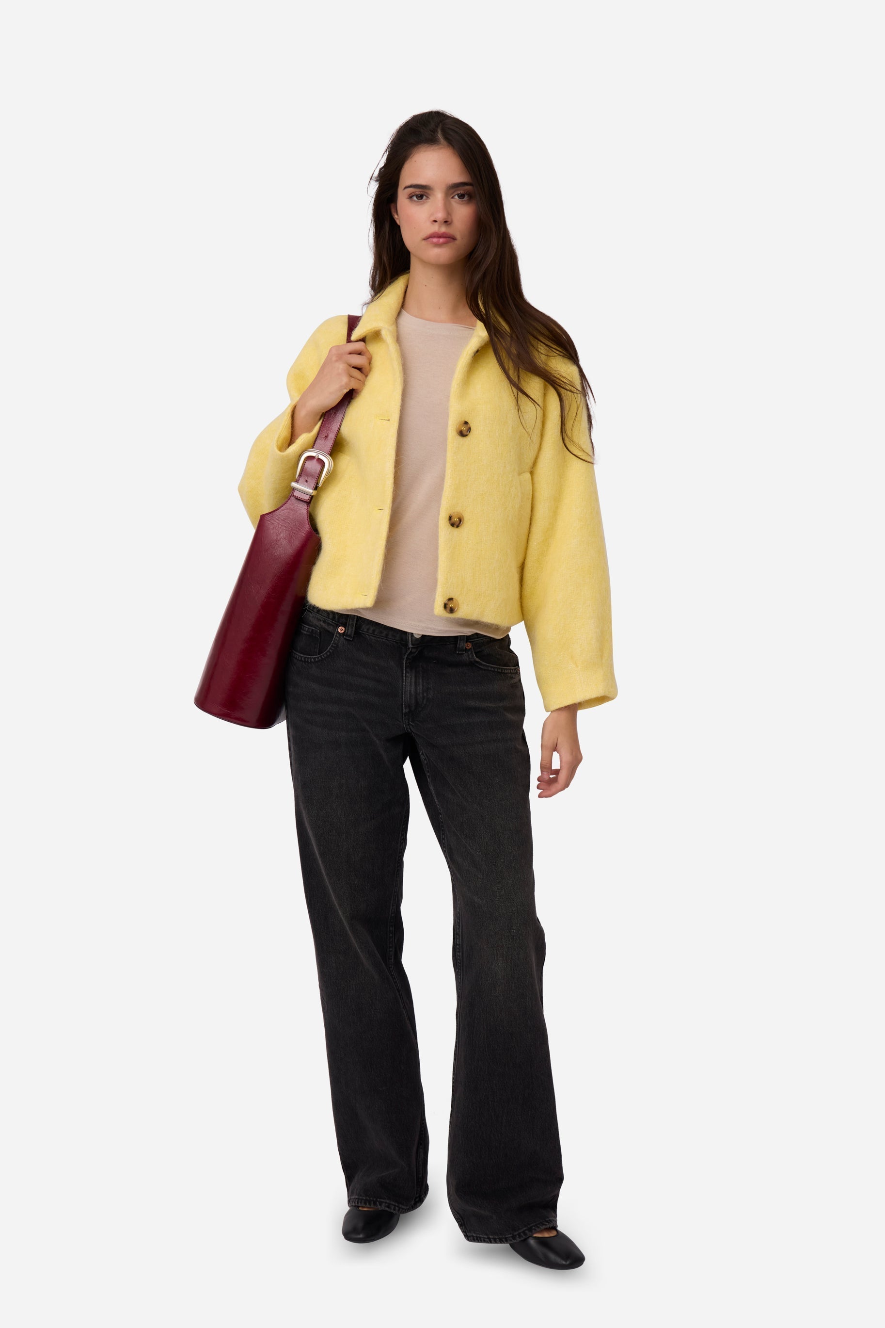 Veste En Alpaga Jaune
