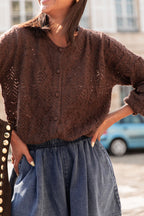 CHARLINE Chocolat - Gilet Ajouré