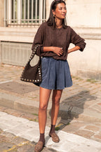 CHARLINE Chocolat - Gilet Ajouré