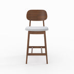 charlize chaise pour ilot central en bois fonce et tissu gris clair