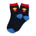 Chaussettes montantes colorées motifs fast food / street food : burger, frites, glace et cupcake 