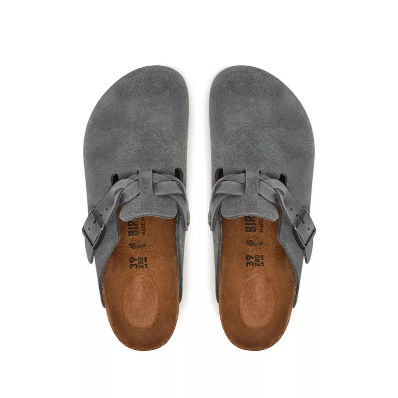 Chaussons Boston Suede Braided - Gris/Noir
