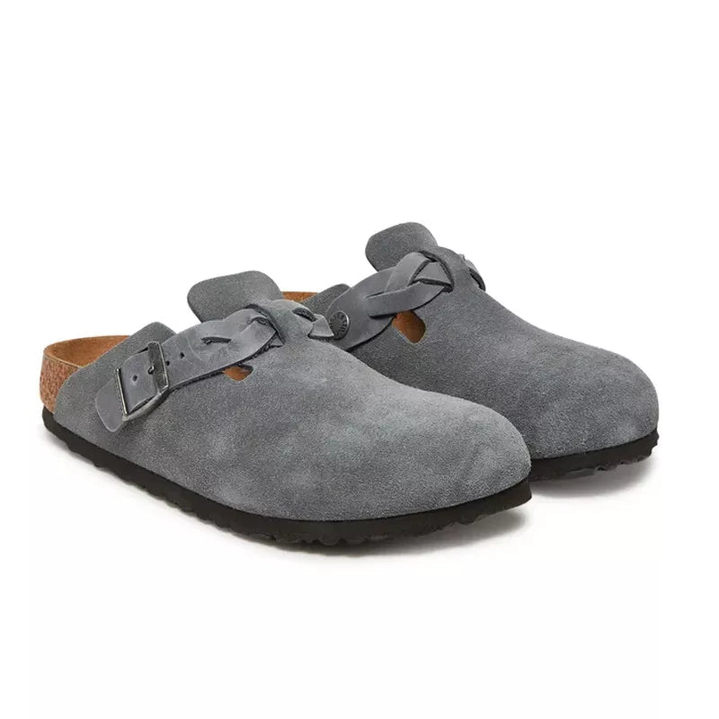 Chaussons Boston Suede Braided - Gris/Noir
