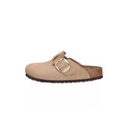 Mules Boston Big Buckle Nubuck Étroite - Beige Clair, Noir