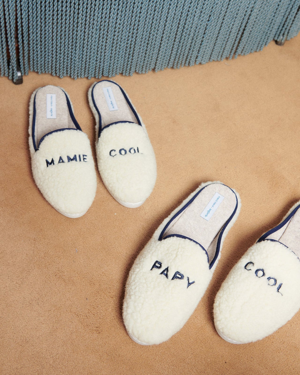 Les Chaussons Papy Cool En Laine Bouclette - Angarde X Émoi Émoi
