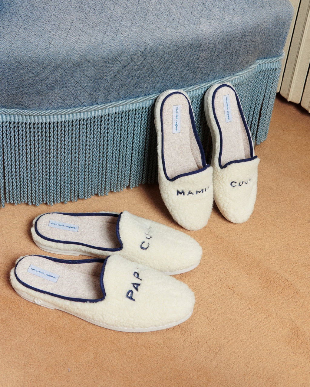 Les Chaussons Mamie Cool En Laine Bouclette - Angarde X Émoi Émoi