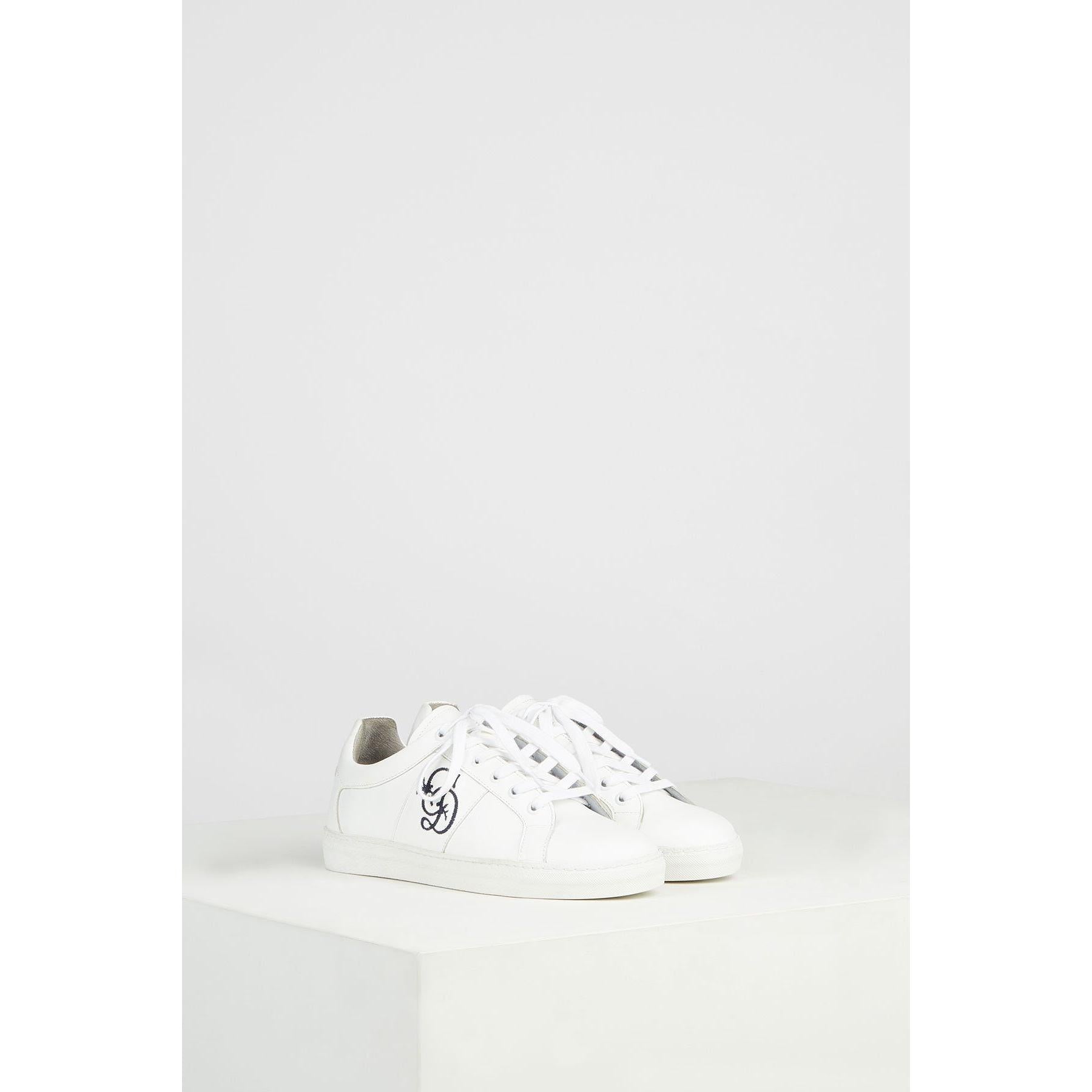 Chaussures Basket Cuir Blanche Broderie Gd - Optic White CHAUSSURE Gerard Darel