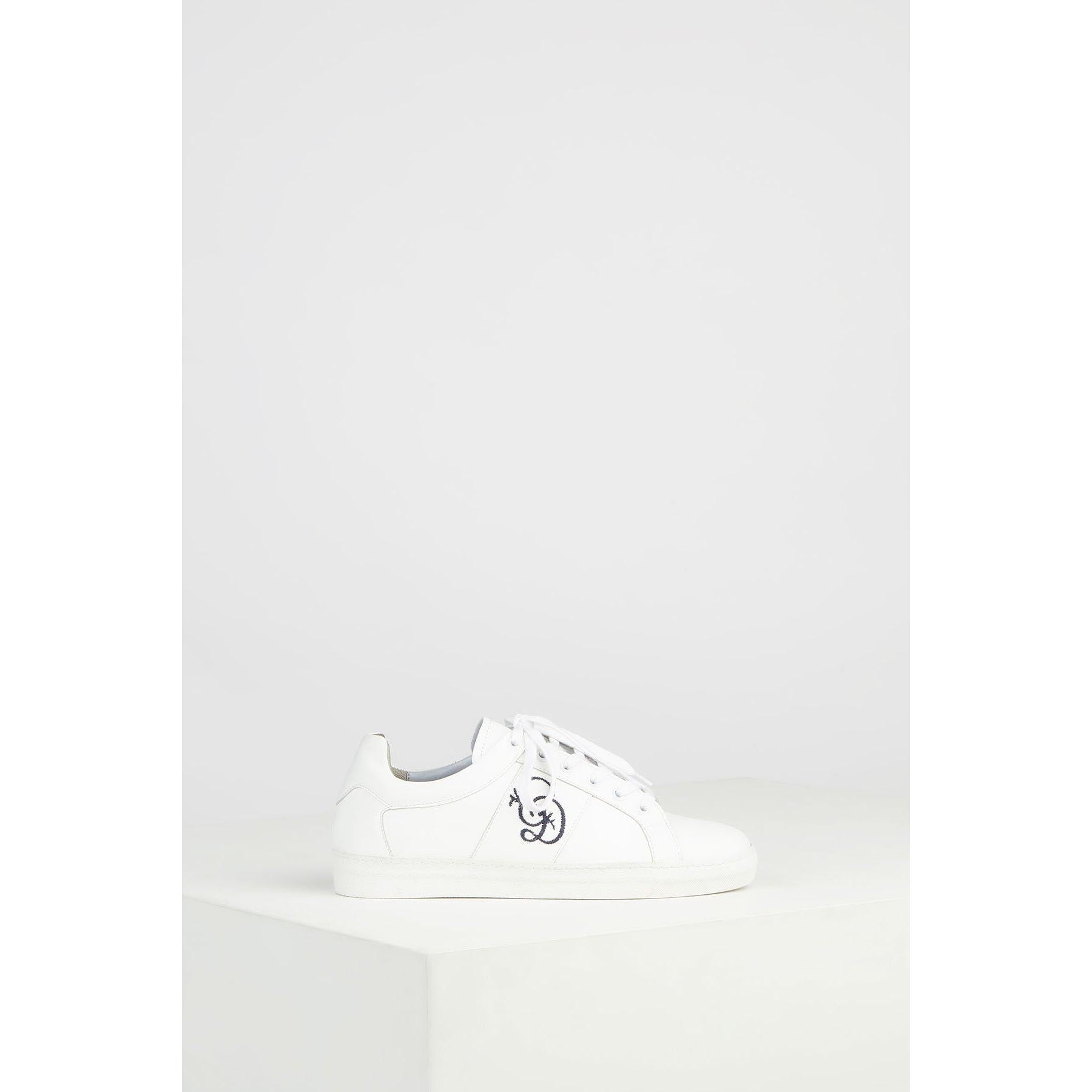 Chaussures Basket Cuir Blanche Broderie Gd - Optic White CHAUSSURE Gerard Darel