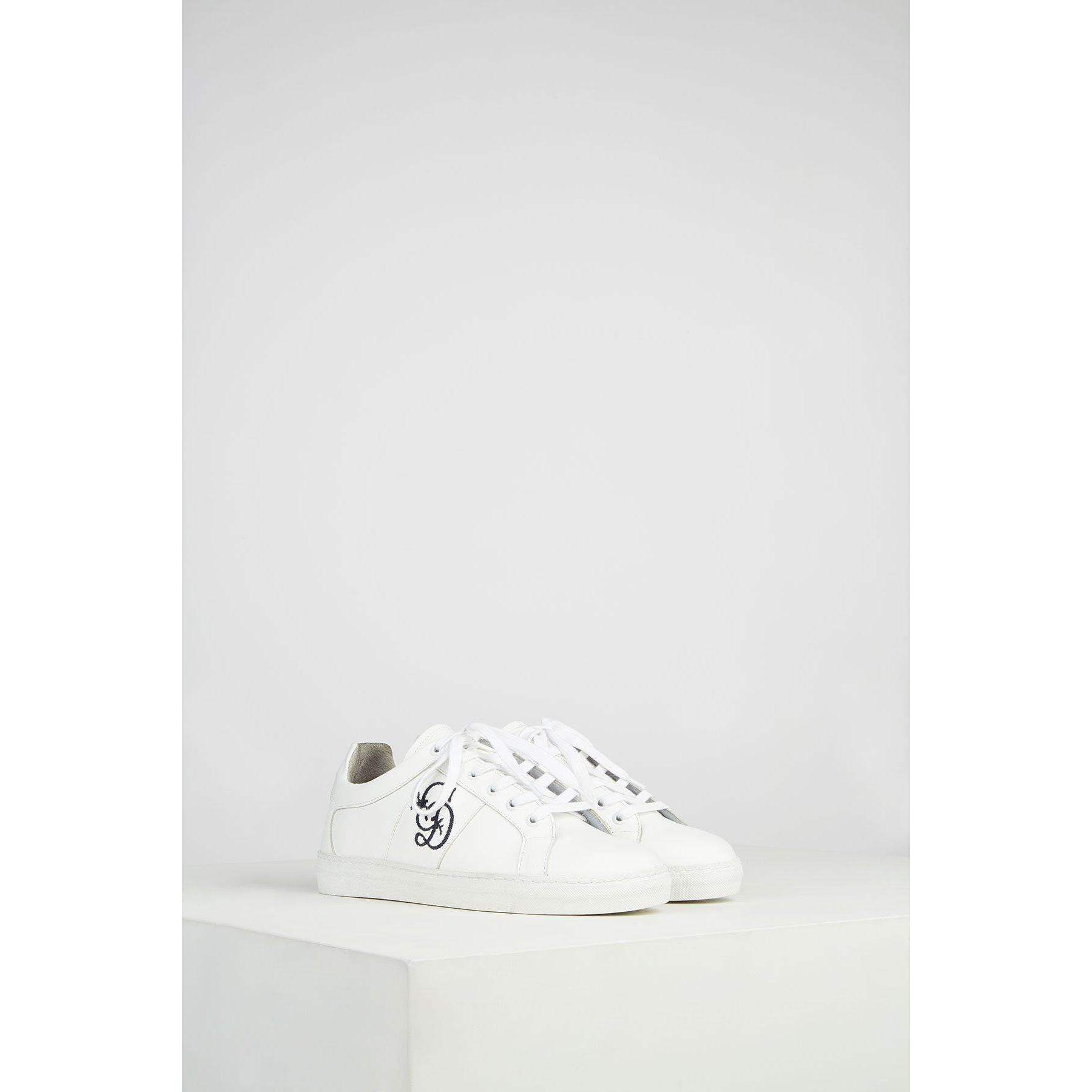 Chaussures Basket Cuir Blanche Broderie Gd - Optic White CHAUSSURE Gerard Darel