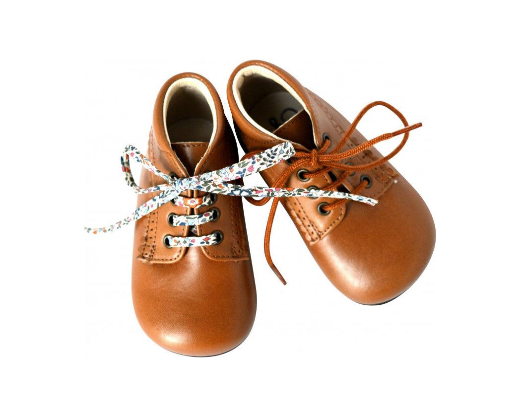 Chaussures Bébé Bottillon À Lacets Fille Athénaïs - Cuir Camel - Fille
