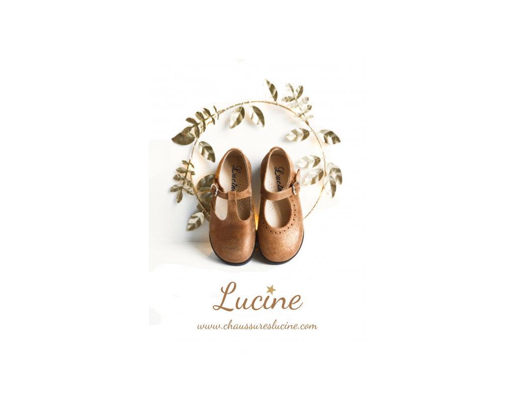 Chaussures Fille Salomé Resistantes À Boucle Emilie - Cuir Camel Irisé - Fille