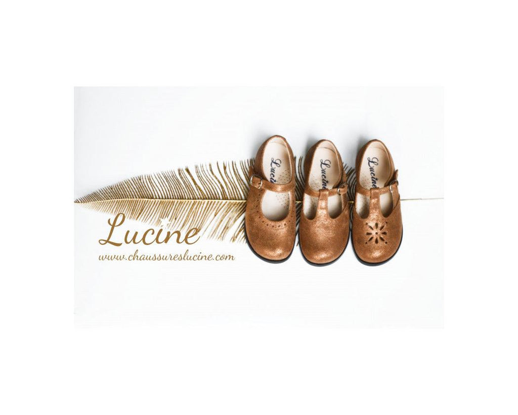 Chaussures Fille Salomé Resistantes À Boucle Emilie - Cuir Camel Irisé - Fille