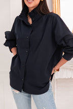 LÉONIE Bleu Marine - Chemise Col Victorien