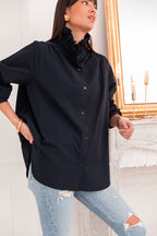 LÉONIE Bleu Marine - Chemise Col Victorien