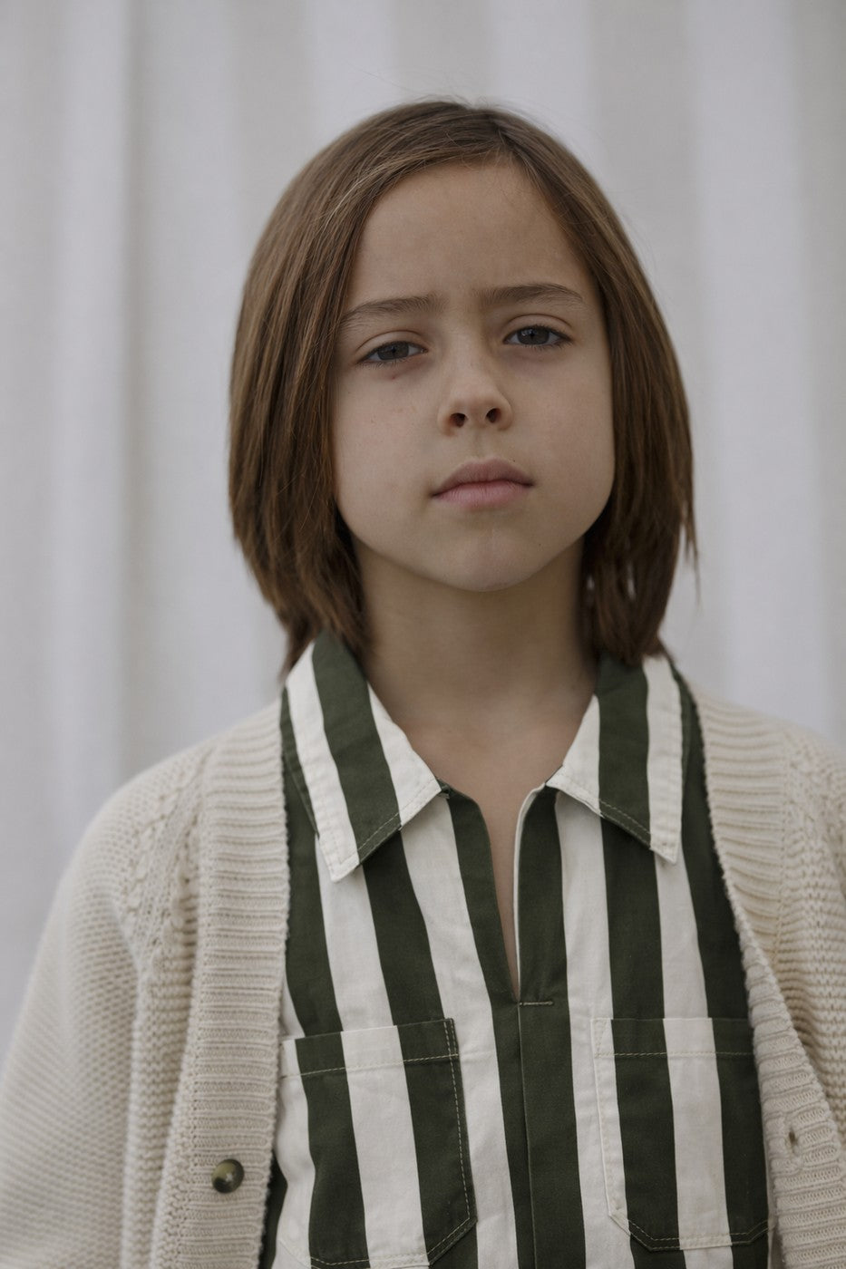 Chemise Carl Rayée - Enfant Garçon - Olive & White