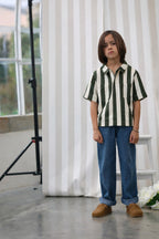 Chemise Carl Rayée - Enfant Garçon - Olive & White