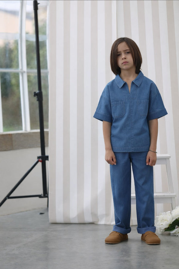 Chemise Carl Denim - Enfant Garçon - Bleu Denim