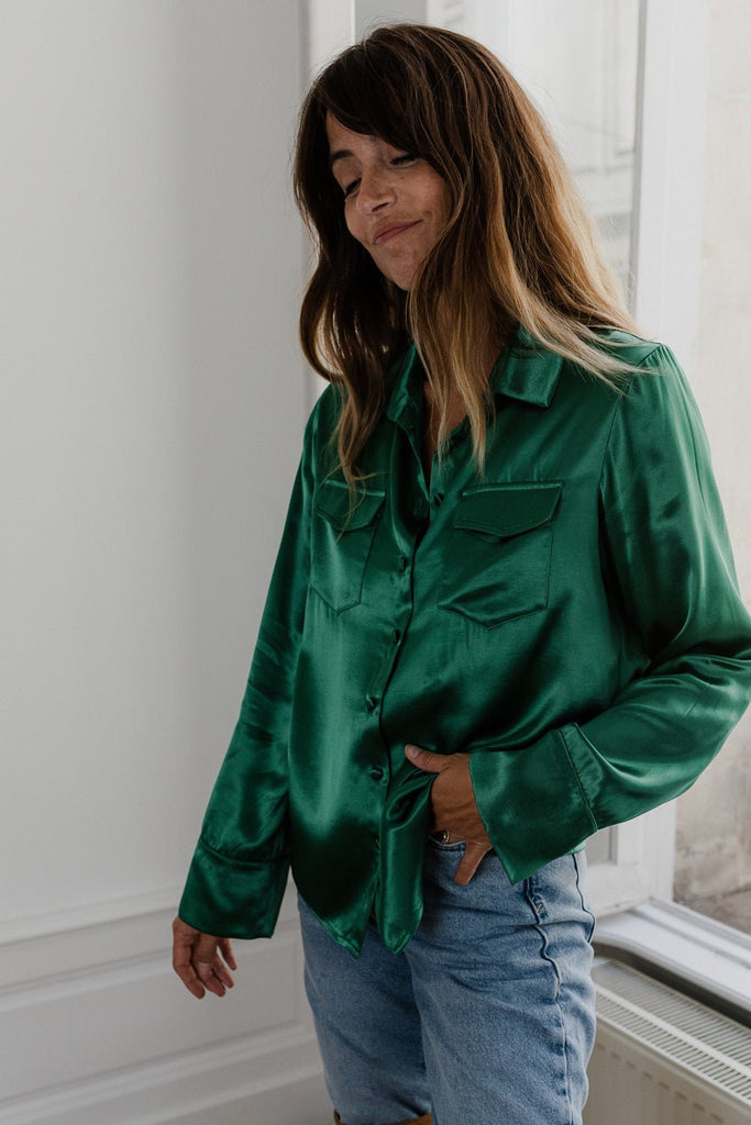 Chemise Catherine - Green - Plume Paris - The Bradery