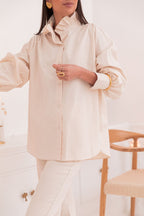 LÉONIE Beige - Chemise Col Victorien