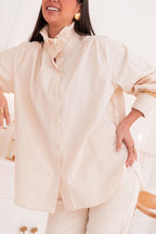 LÉONIE Beige - Chemise Col Victorien
