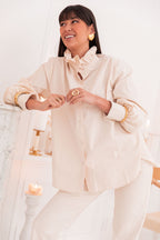 LÉONIE Beige - Chemise Col Victorien