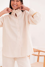 LÉONIE Beige - Chemise Col Victorien