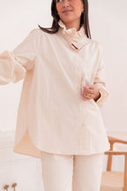 LÉONIE Beige - Chemise Col Victorien