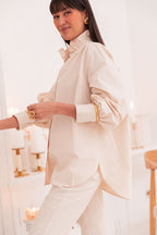 LÉONIE Beige - Chemise Col Victorien