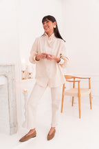LÉONIE Beige - Chemise Col Victorien