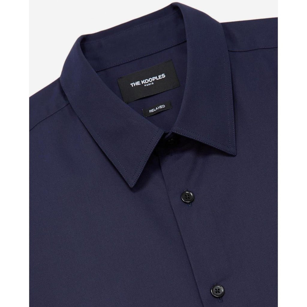 The Kooples - Chemise Coton Bleu Marine Boutonnée - Homme