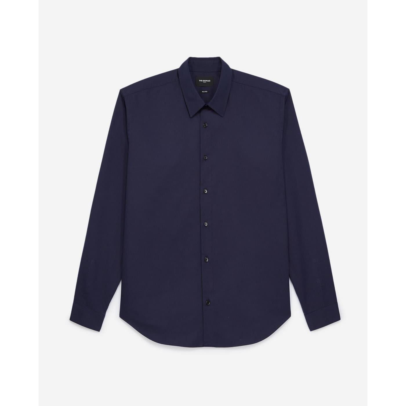 The Kooples - Chemise Coton Bleu Marine Boutonnée - Homme