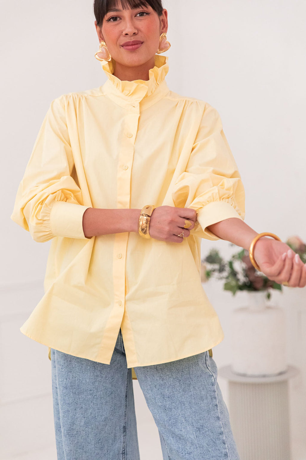 LÉONIE Jaune - Chemise Col Victorien