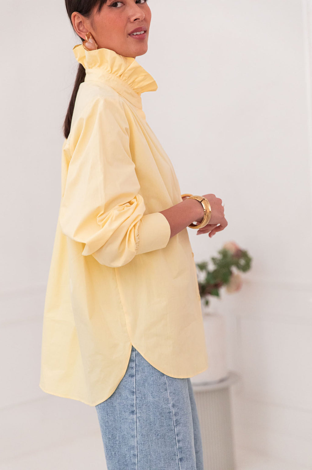 LÉONIE Jaune - Chemise Col Victorien