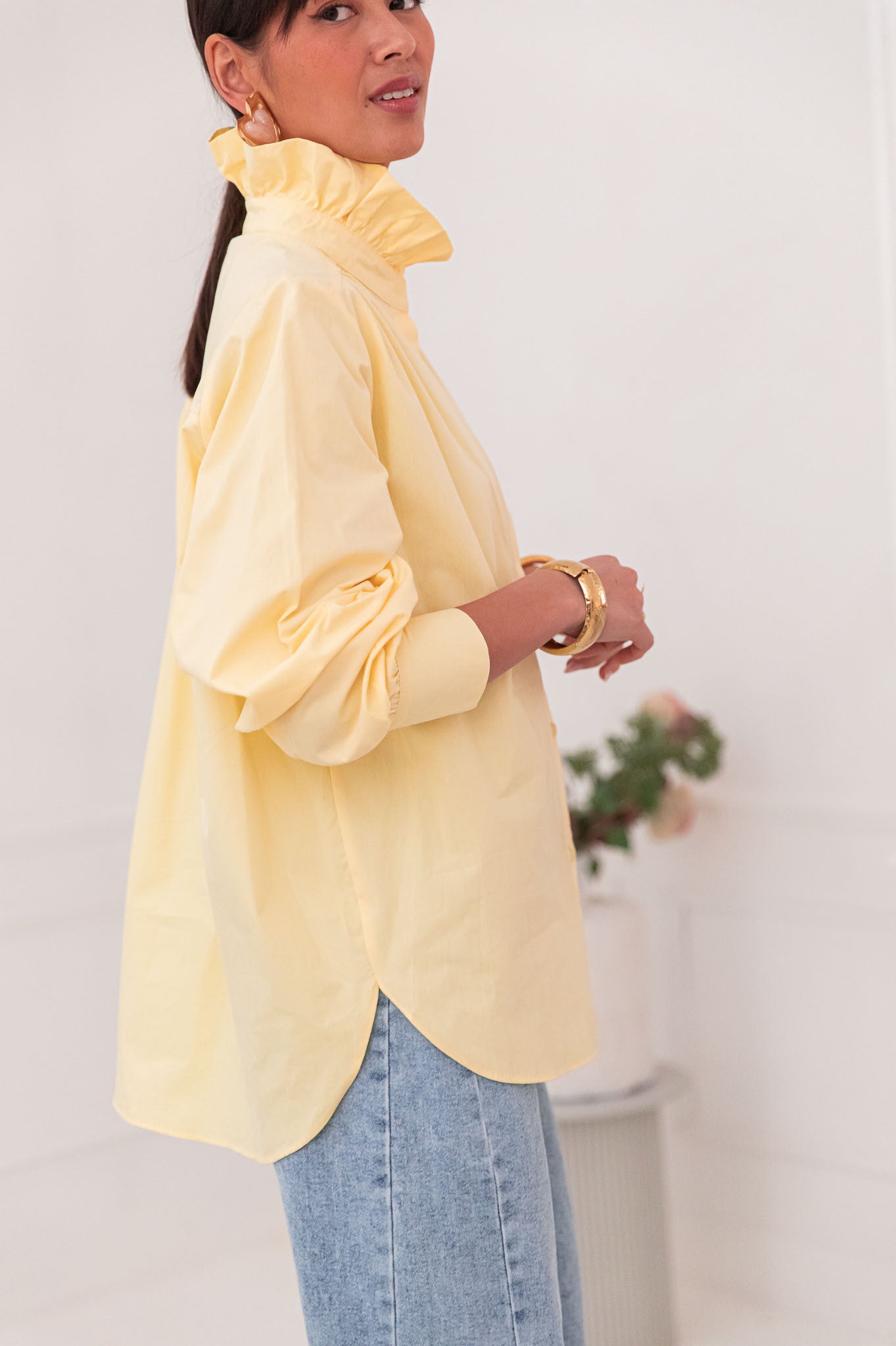 LÉONIE Jaune - Chemise Col Victorien